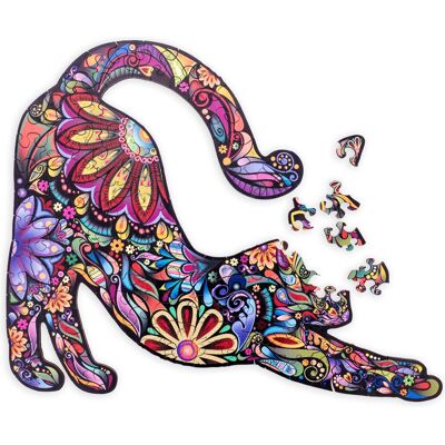 Engelhart Houten puzzel kat - 59 unieke puzzelstukjes - a4 formaat houten legpuzzel - dieren puzzelspel - compact denkspel - inclusief opbergetui - Engelhart Houten puzzel kat - 59 unieke puzzelstukjes - a4 formaat houten legpuzzel - dieren puzzelspel - compact denkspel - inclusief opbergetui -