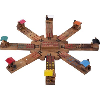 Engelhart Mexican domino - houten strategiespel - mexican train dominospel - gezelschapsspel - logisch denkspel - acaciahout - Engelhart Mexican domino - houten strategiespel - mexican train dominospel - gezelschapsspel - logisch denkspel - acaciahout -