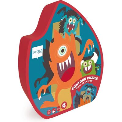 Scratch contour puzzel - monsters - 53,5x55,5cm - 40 stukjes - 3 jaar Scratch contour puzzel - monsters - 53,5x55,5cm - 40 stukjes - 3 jaar