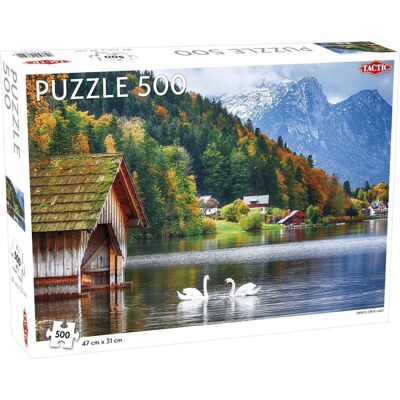 Tactic Puzzel landscape: swans on a lake - 500 stukjes Tactic Puzzel landscape: swans on a lake - 500 stukjes