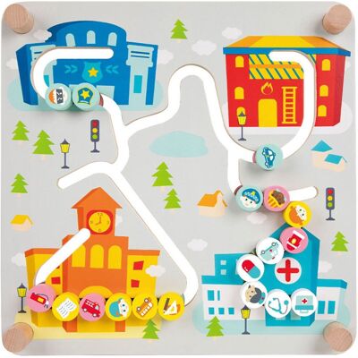 Classic World houten sorteerspel educatief bord stad en afval scheiden. Multi kleuren Classic World houten sorteerspel educatief bord stad en afval scheiden. Multi kleuren