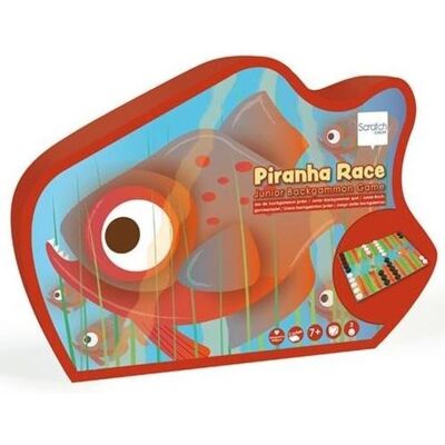 Scratch junior backgammon - piranha race - 38x28cm - 7 jaar Scratch junior backgammon - piranha race - 38x28cm - 7 jaar