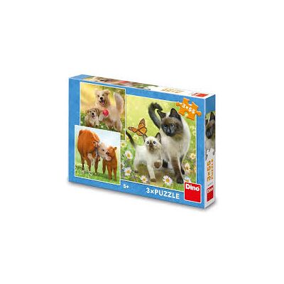 Dino 3 Puzzels - Vierkante kinderspellen 55 stuks Dino 3 Puzzels - Vierkante kinderspellen 55 stuks