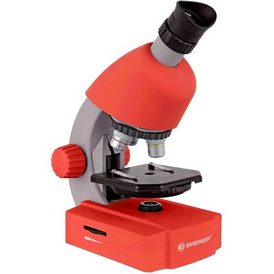 Bresser junior microscoop - 40x640x - rood - incl. accessoirespakket - voor transparante preparaten Bresser junior microscoop - 40x640x - rood - incl. accessoirespakket - voor transparante preparaten