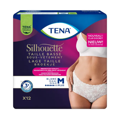 Tena Silhouette Plus Wit - Lage taille Medium - 12 pakken van 12 stuks Tena Silhouette Plus Wit - Lage taille Medium - 12 pakken van 12 stuks
