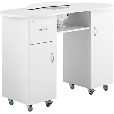 physa Manicure tafel - 1200 x 503 x 803 mm - Wit - op 8 rollen - met stofafzuiging en handopberger 10040450 physa Manicure tafel - 1200 x 503 x 803 mm - Wit - op 8 rollen - met stofafzuiging en handopberger 10040450