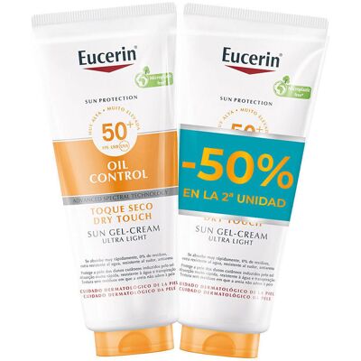 Eucerin Zonnebrandcrème Met Spf50+ Voor Optimale Oliecontrole, Verpakking Van 2 X 200 ml One Size Eucerin Zonnebrandcrème Met Spf50+ Voor Optimale Oliecontrole, Verpakking Van 2 X 200 ml One Size