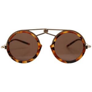 Dolce & Gabbana Gouden Havana Montuur DG Fatto A Mano Zonnebril One Size Dolce & Gabbana Gouden Havana Montuur DG Fatto A Mano Zonnebril One Size