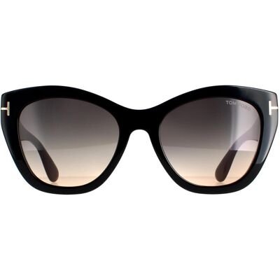 Tom Ford Cat Eye Womens Shiny Black Smoke Gray Gravient FT0940 Cara zonnebril One Size Tom Ford Cat Eye Womens Shiny Black Smoke Gray Gravient FT0940 Cara zonnebril One Size