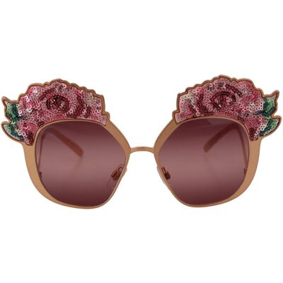 Dolce & Gabbana Pink Gold Rose Sequin Borduursel DG2202 Dames Zonnebril One Size Dolce & Gabbana Pink Gold Rose Sequin Borduursel DG2202 Dames Zonnebril One Size