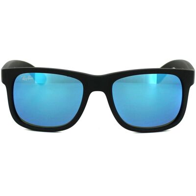 Ray-Ban Zonnebril Justin 4165 622/55 Rubber Zwart Blauw Mirror One Size Ray-Ban Zonnebril Justin 4165 622/55 Rubber Zwart Blauw Mirror One Size