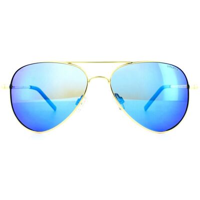 Polaroid Aviator unisex goud grijze blauwe spiegel gepolariseerde zonnebril One Size Polaroid Aviator unisex goud grijze blauwe spiegel gepolariseerde zonnebril One Size