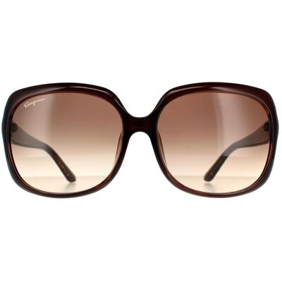 Salvatore Ferragamo Rechthoekige Dames Bruine Gradient Zonnebril One Size Salvatore Ferragamo Rechthoekige Dames Bruine Gradient Zonnebril One Size