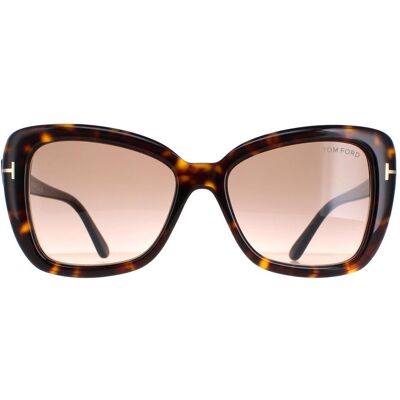 Tom Ford Maeve FT1008 52F donker havana bruin gradiënt zonnebril One Size Tom Ford Maeve FT1008 52F donker havana bruin gradiënt zonnebril One Size