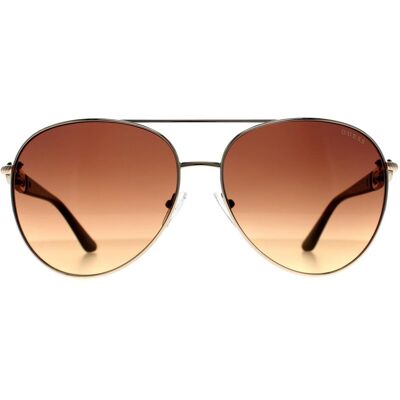 Guess Aviator Shiny Pale Gold Brown Gradient GU00158 voor dames One Size Guess Aviator Shiny Pale Gold Brown Gradient GU00158 voor dames One Size