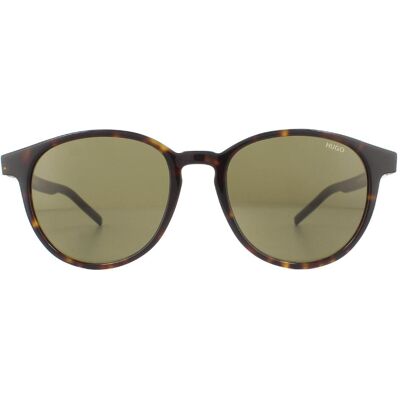 Hugo van Hugo Boss Round Mens Havana groene zonnebril One Size Hugo van Hugo Boss Round Mens Havana groene zonnebril One Size