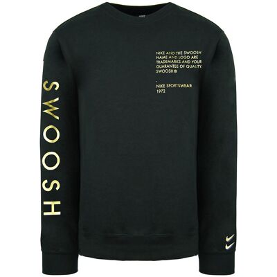 Nike Swoosh Lange Mouw Zwarte Pullover Crew Hals Heren Truien DC2577 010 XL Nike Swoosh Lange Mouw Zwarte Pullover Crew Hals Heren Truien DC2577 010 XL
