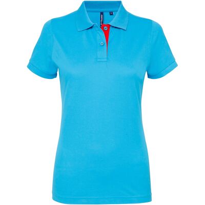 Asquith & Fox Dames/Dames Korte Mouwen Contrast Poloshirt (Turquoise/ Rood) 2XL Asquith & Fox Dames/Dames Korte Mouwen Contrast Poloshirt (Turquoise/ Rood) 2XL
