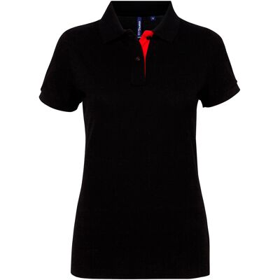Asquith & Fox Dames/Dames Korte Mouwen Contrast Poloshirt (Zwart / Rood) XS Asquith & Fox Dames/Dames Korte Mouwen Contrast Poloshirt (Zwart / Rood) XS