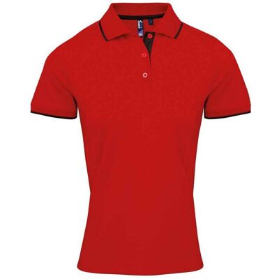 Premier Dames/Dames Coolchecker Contrast Poloshirt (Rood/zwart) 2XL Premier Dames/Dames Coolchecker Contrast Poloshirt (Rood/zwart) 2XL