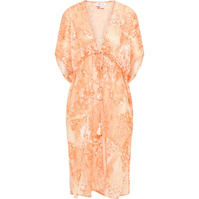 IZIA Kimono Dames Oranje Wit XS IZIA Kimono Dames Oranje Wit XS