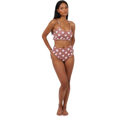 Brave Soul Dames/Dames Polka Dot Hoge Taille Tweedelig Badpak (Bruin/wit) 38 Brave Soul Dames/Dames Polka Dot Hoge Taille Tweedelig Badpak (Bruin/wit) 38