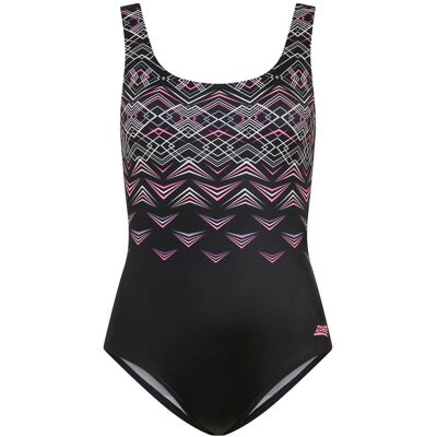 Zoggs Elektrisch Scoopback-eendelig zwempak voor dames (Zwart) 36 Zoggs Elektrisch Scoopback-eendelig zwempak voor dames (Zwart) 36
