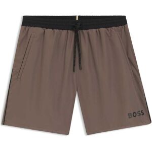 Heren zwembroek met Boss Starfish logo print in bruin XL Heren zwembroek met Boss Starfish logo print in bruin XL
