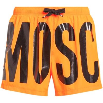 Moschino merkprint logo fel oranje korte zwemshort L Moschino merkprint logo fel oranje korte zwemshort L