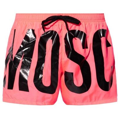 Moschino Heren Logo Polyester Zwemshorts (Felroze) L Moschino Heren Logo Polyester Zwemshorts (Felroze) L