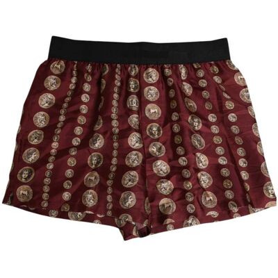Dolce & Gabbana Bourgogne Zijde Muntdruk Heren Boxer Shorts Zwemkleding S Dolce & Gabbana Bourgogne Zijde Muntdruk Heren Boxer Shorts Zwemkleding S