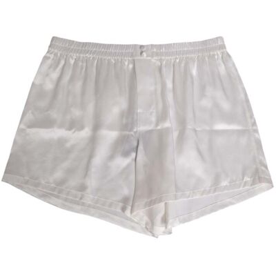 Dolce & Gabbana Witte Zijde Satijnen Elastische Herenshort zwemkleding S Dolce & Gabbana Witte Zijde Satijnen Elastische Herenshort zwemkleding S