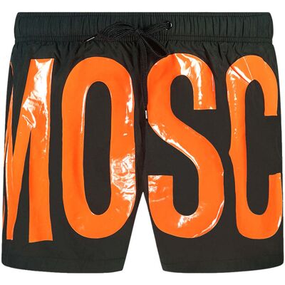 Moschino Grote Oranje Logo Zwarte Zwemshorts L Moschino Grote Oranje Logo Zwarte Zwemshorts L