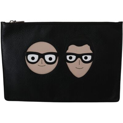 Dolce & Gabbana Zwarte Leren Clutch Document Tas Portemonnee One Size Dolce & Gabbana Zwarte Leren Clutch Document Tas Portemonnee One Size