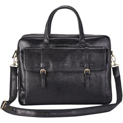 Infinity Leather Echte leren laptoptas in zwart, met schoudertas van Satchel Messenger - Belmont One Size Infinity Leather Echte leren laptoptas in zwart, met schoudertas van Satchel Messenger - Belmont One Size