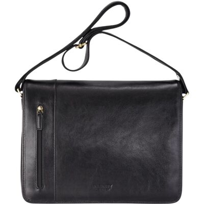 Infinity Leather Echte leren zwarte laptoptas met schoudertas - Astor One Size Infinity Leather Echte leren zwarte laptoptas met schoudertas - Astor One Size