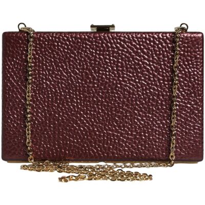 Dolce & Gabbana Bordeaux Leren Clutch Avond Schoudertas One Size Dolce & Gabbana Bordeaux Leren Clutch Avond Schoudertas One Size
