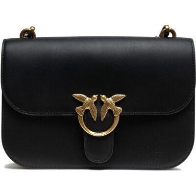 pinko Zwarte Leren Love Bell Classic Schoudertas One Size pinko Zwarte Leren Love Bell Classic Schoudertas One Size