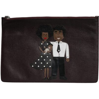 Dolce & Gabbana Bruine Leren #DGFAMILY Versierde Mannen Clutch Pouch Tas One Size Dolce & Gabbana Bruine Leren #DGFAMILY Versierde Mannen Clutch Pouch Tas One Size