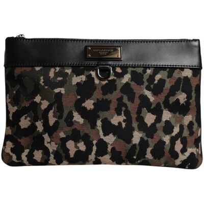 Dolce & Gabbana Multikleuren Luipaard Jacquard Print Logo Plaque Pouch Tas One Size Dolce & Gabbana Multikleuren Luipaard Jacquard Print Logo Plaque Pouch Tas One Size