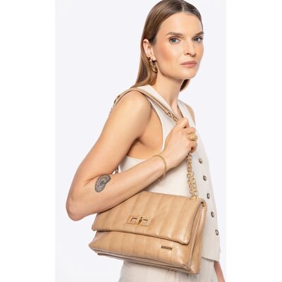 Wittchen Dames eco-leren schoudertas, twee compartimenten, klein, beige One Size Wittchen Dames eco-leren schoudertas, twee compartimenten, klein, beige One Size