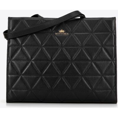 Wittchen Dames leren shopper met geometrische stiksels, zwart en goud One Size Wittchen Dames leren shopper met geometrische stiksels, zwart en goud One Size