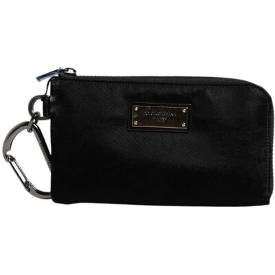 Dolce & Gabbana Zwarte Nylon Logo Plaque Sleutelhanger Pouch Clutch Bag One Size Dolce & Gabbana Zwarte Nylon Logo Plaque Sleutelhanger Pouch Clutch Bag One Size
