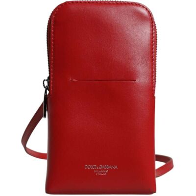 Dolce & Gabbana Rode Leren Handtas Telefoon Sling Crossbody Halsoverkop Tas One Size Dolce & Gabbana Rode Leren Handtas Telefoon Sling Crossbody Halsoverkop Tas One Size