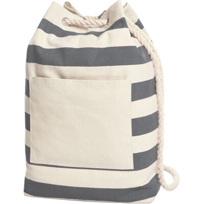 Halfar Contrast gestreepte strandtas met koord (Antraciet) One Size Halfar Contrast gestreepte strandtas met koord (Antraciet) One Size