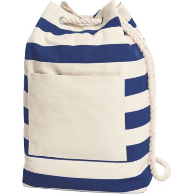 Halfar Contrast gestreepte strandtas met koord (Marine) One Size Halfar Contrast gestreepte strandtas met koord (Marine) One Size