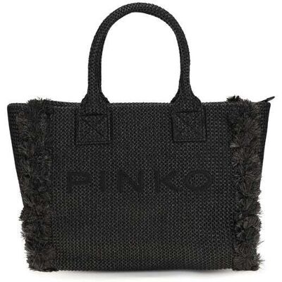 PINKO Zwarte Raffia Schoudertas One Size PINKO Zwarte Raffia Schoudertas One Size