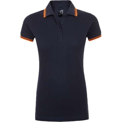 SOLS Dames/Dames Pasadena Poloshirt (Franse marine/Neon Orange) S SOLS Dames/Dames Pasadena Poloshirt (Franse marine/Neon Orange) S