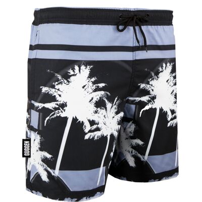 GUGGEN Mountain Heren Zwemshort met Palmpatroon Wit Zwart S GUGGEN Mountain Heren Zwemshort met Palmpatroon Wit Zwart S