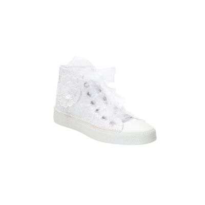 Forever & Always Mariselle Parel Kant Bruids Hoge Sneaker 40 Forever & Always Mariselle Parel Kant Bruids Hoge Sneaker 40